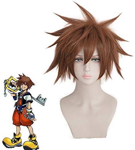 GUANBBD Gioco Kingdom Hearts III Sora Parrucca corta resistente al calore anime costume Cosplay parrucche + cappuccio parrucca KUMZ1660