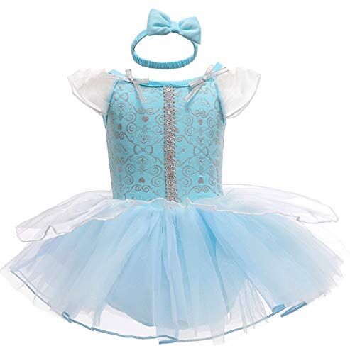 MYRISAM Vestito da Principessa Frozen Elsa Pagliaccetto per Bimba Bambina Costume di Carnevale Halloween Cosplay Compleanno Body Festa Natale Abiti con Archetto 12-18 mesi