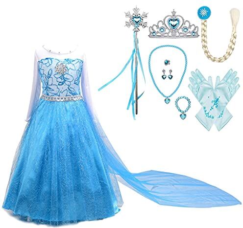 Lito Angels Vestito da Principessa con Mantello Staccabile e Accessori, Costume per Ragazza, Taglia 7-8 Anni, E