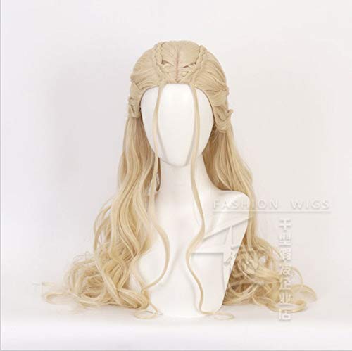 GUANBBD Parrucca cosplay gioco della mamma di drago trono Cosplay Parrucca Daenerys Targaryen Gold lunghi capelli biondi ondulati parrucche per Halloween Party Costume Parrucca arancione