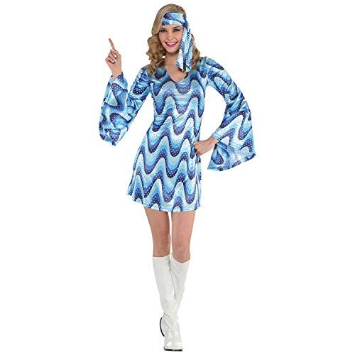 amscan - Blu Disco Lady Set Costume, Multicolore, Adulti 10-12, 847827, taglia 42/44