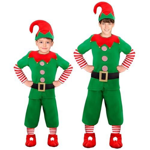 WIDMANN MILANO PARTY FASHION costume da elfo per bambini, piccolo aiutante di Babbo Natale, folletto, elfo, costume natalizio
