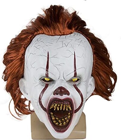 XINYIYI Horror Joker Pennywise Cosplay Maschera Halloween Party Costume Stephen King It Capitolo Due 2 Puntelli Cosplay Pagliaccio In Lattice Maschere Spaventose Maschera Da Clown Taglia Unica 2