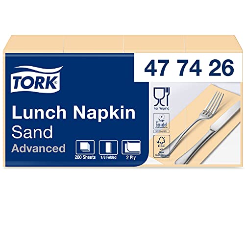 Tork Tovagliolo Lunch sabbia (piegato in 8) Advanced, 2 veli, 10 pacchi x 200 tovaglioli (2000 pz), 33 cm (lungh.) x 32,6 cm (largh.)