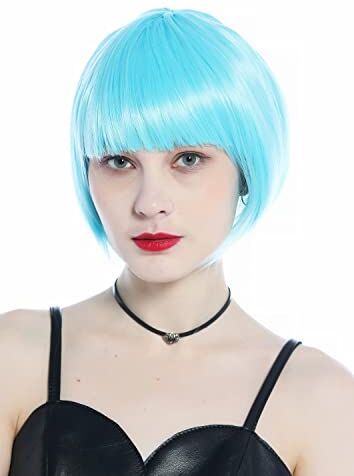 WIG ME UP -CW-051-T4516 Parrucca Donna Carnevale Corta Azzurro Blu Bob Anni 20 Anni 30