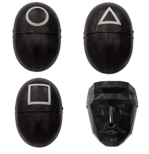 Boland Maschera triangolo, quadrato, cerchio o leader, 4 motivi da scegliere, soldato, guardia, giocatore, maschera facciale, maschera gioco coreano, gioco, costume, carnevale, festa a tema