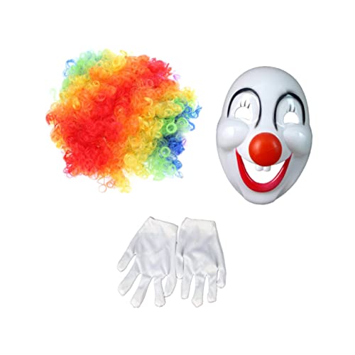 VALICLUD Set Da 3 Pezzi Parrucca Da Clown Parrucca Colorata Cappello Da Giullare Abiti Da Ballo Parrucca Da Pagliaccio Arcobaleno Costumi Costume Da Giullare Vestiario Uomini e Donne Adulto