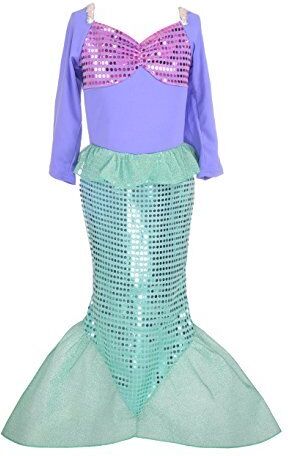 Lito Angels Vestito da Sirenetta Principessa Ariel Costume Sirena per Bambina, Taglia 9-10 Anni, Viola (Etichetta in Tessuto 150)