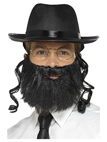 SMIFFYS Rabbi Kit, Black, with Hat, Attached Hair, Beard & Glasses