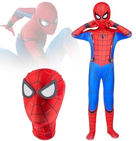 YISKY Costume da bambino Spider-Man, Deguisement Spider Bambino, Bambino Spider Jumpsuit Cosplay, Bambino Spiderman Travestimento, 3D Anime Costume Spider per Carnevale Cosplay (M3)