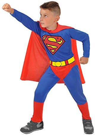 Ciao -Superman Costume Bambino Originale DC Comics (Taglia 3-4 Anni), Colore Blu/Rosso,