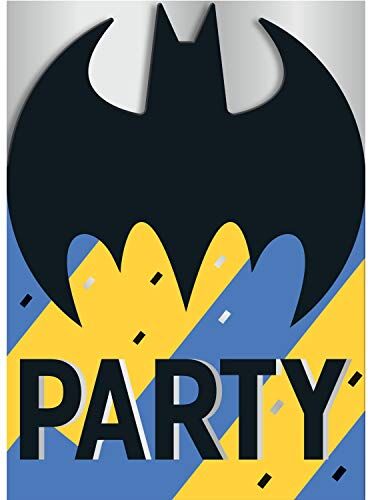 Unique Foldover   Batman   8 Pz Inviti per feste Party-Confezione da 8, Grafica, Multicolore,