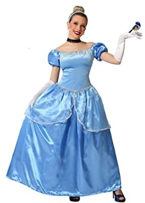 Atosa Costume Vestito Lungo Completo Principessa da Favola Blu Donna Adulto Personaggio Fantasia Magica Carnevale M, Quadri, Colore,