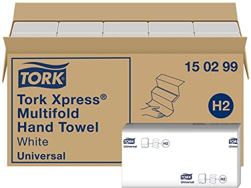 Tork Xpress Asciugamani intercalati piegati a Z Universal, compatibili con il sistema H2, 2 veli, 1 conf. da 20 pacchetti x 237 asciugamani, colore bianco