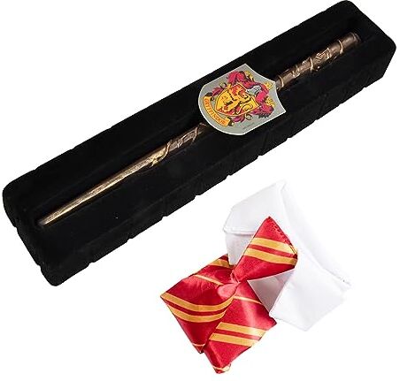 Ciao - Bacchetta Hermione Granger (30cm) con Cravatta e Stemma Gryffindor in giftbox Harry Potter, Colore Marrone, Taglia Unica,