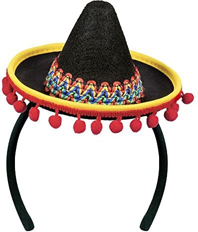 Boland 54423 Cerchietto per capelli Sombrero, copricapo, mini cappello con pompon, messico, costume, feste a tema, carnevale