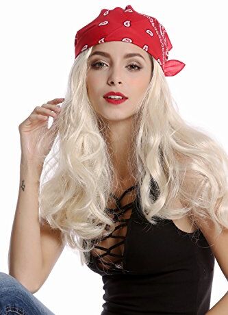 WIG ME UP -90845-ZA87A Parrucca & Bandana Fazzoletto Donna Uomo Carnevale Halloween Lunga Biondo Piratessa Rocker Biker