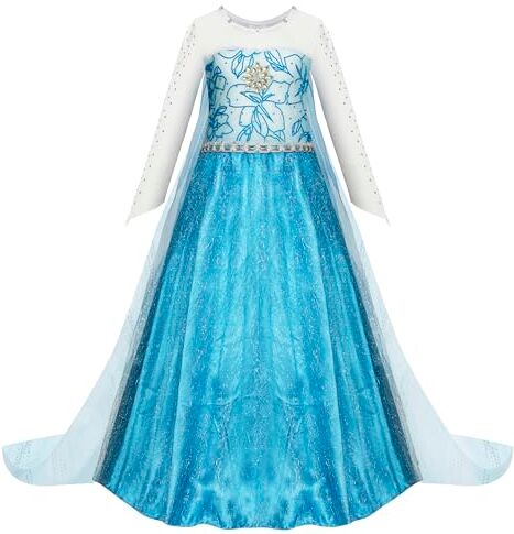 New front Frozen 2 Elsa Costume Costumi della Principessa Elsa Set da Principessa Abito delle Ragazze con Accessori Vestito della Principessa per Festa di Natale Carnevale