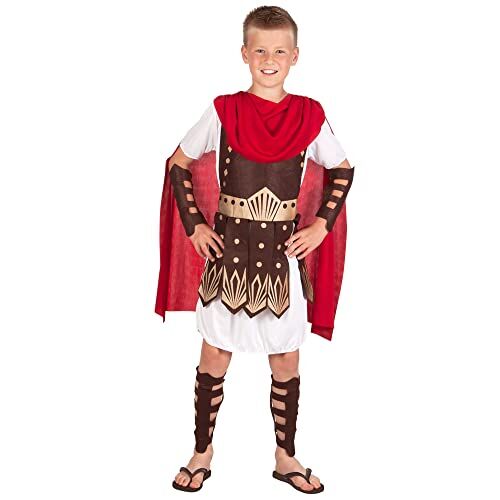 Boland Costume da gladiatore per bambini, set con tunica, protezione per braccia e gambe, combattente, cavaliere, carnevale, festa a tema