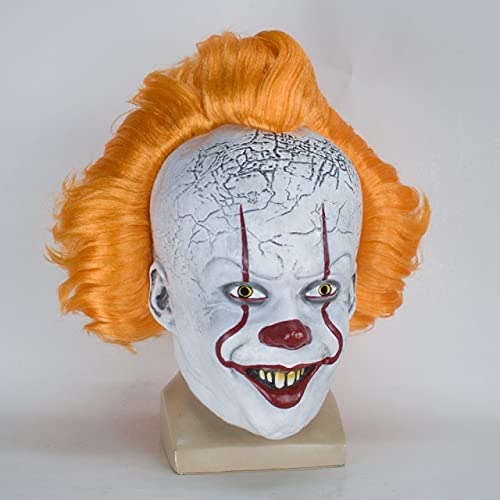 XINYIYI Horror Joker Pennywise Cosplay Maschera Halloween Party Costume Stephen King It Capitolo Due 2 Puntelli Cosplay Latex Clown Maschere Spaventose Maschera Da Clown Taglia Unica 3
