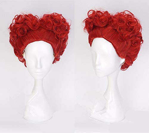 GJBXP Halloween Alice nel paese delle meraviglie Parrucca regina rossa Gioco di ruolo Regina di cuori Capelli in stile rosso   Costume Capelli rossi Taglia unica Regina rossa