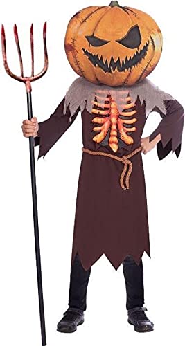amscan Costume da zucca spaventosa, veste, maschera di zucca, costume horror, scheletro, festa a tema, carnevale, Halloween