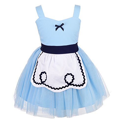 Lito Angels Vestito di Tulle Alice nel Paese delle Meraviglie Costume per Bambina, Taglia 6-7 Anni, Blu
