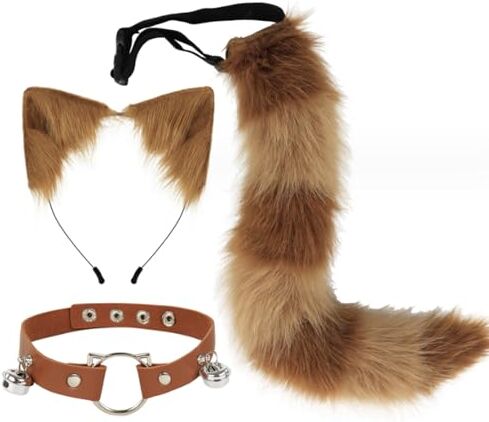 wcpqt Costume Da Gatto Per Donna, Fascia Per Capelli, Collana Con Orecchie E Campanelli, Coda E Zampe Di Animali, Set Di Costumi Cosplay, Accessori Per Travestimenti Per Bambini E Adulti