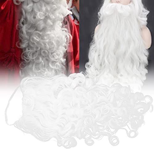 ZJchao Valore Santa Barba e parrucca Set Parrucca di Babbo Natale Barba Barba bianca riccia Parrucca per la festa di Natale Cosplay Prop 80cm