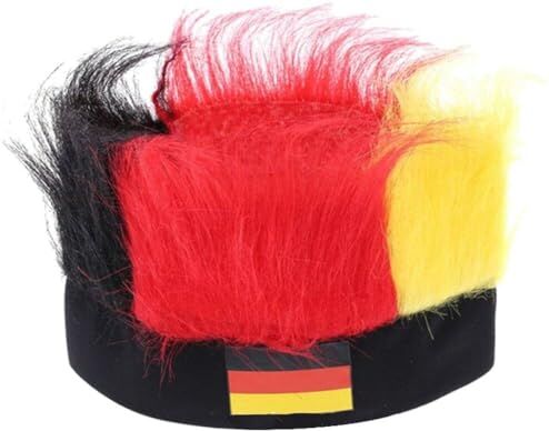 Fopytu Fan Germania Parrucca Cappello Bandiera Tedesca Bandiera Wig Germania Accessori in Costume Fan Di Calcio Per Eventi Sportivi Della Coppa Del Mondo Faibli Football Party