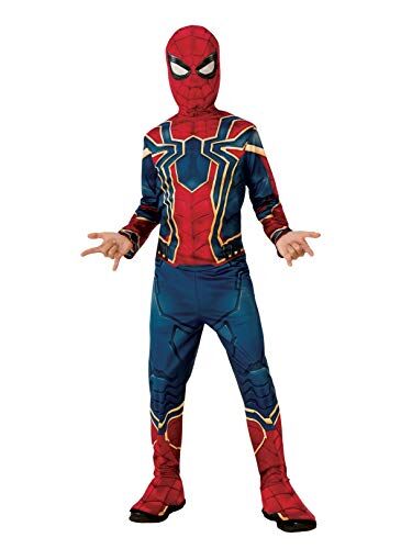 Rubie's Rubies Costume Iron Spiderman, Costume per Bambini, Ideale per Halloween, Carnevale e Feste in Maschera, Comprende Tuta con Copriscarpe e Maschera in Tessuto taglia L (8-10 anni)