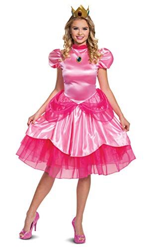 DISGUISE Costume da principessa pesca, vestito ufficiale Nintendo Super Mario Bros e corona, Rosa, Medium (8-10) US