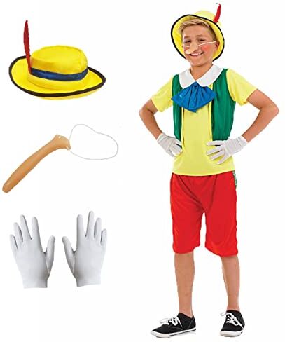 Fun Shack Pinocchio Costume Bambino, Costume Pinocchio Bambino Con Cappello Pinocchio Bambino E Naso Pinocchio Bambino, Vestito Pinocchio Bambino, Costume Carnevale Pinocchio Bambino S