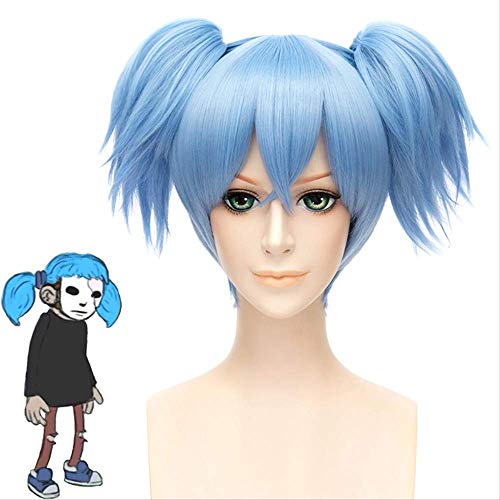 LINLINCD -ime Coser Wig Sallyface Sally Sal Cosplay Parrucca Blu Corto Clip Wig