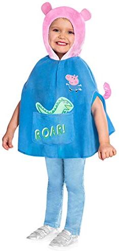 amscan Costume da Bambino in Poncho con Cappuccio e Cappuccio George Peppa per Bambini (età: 4-6 Anni)