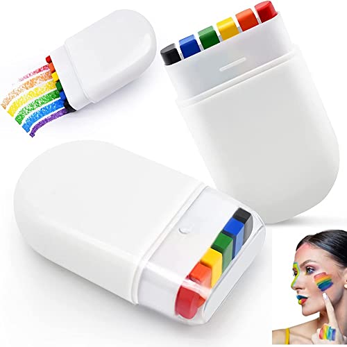 Generic Pittura per il corpo per il viso, bastone per pennelli a strisce arcobaleno per il trucco di Halloween per feste di cosplay