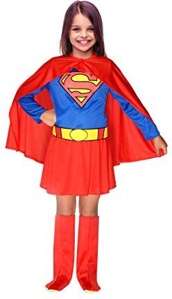 Ciao -SuperGirl Costume Bambina Originale DC Comics (Taglia 8-10 Anni) Super Heroes, Colore Blu/Rosso,