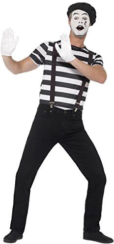 SMIFFYS Gentleman Mime Artist Costume, Black, with Top, Beret, Gloves, Braces & Make-Up, (M)