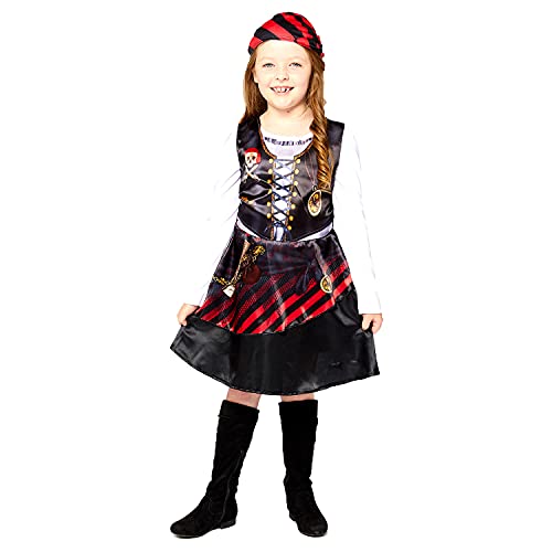 amscan Costume da pirata sostenibile per bambini, età: 2-8 anni, Nero e rosso, 2-3 Anni