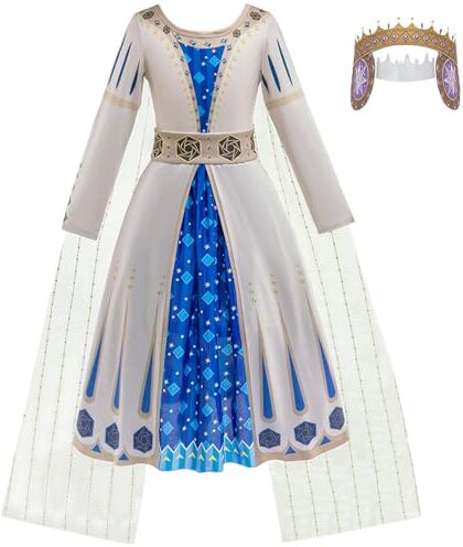 LZH Wish Asha Costume Regina Amaya Abito Wish Bambino Dress Up Asha Cosplay Carnevale di Natale con Cintura Corona