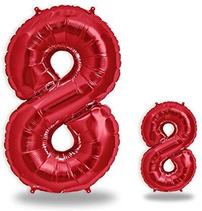 FUNXGO Palloncino Numero 8 rosso Palloncini Compleanno 8 Anni Palloncino 8 Anni Compleanno Decorazioni Compleanno Vola con l'Elio Feste Decorazione di Compleanno Palloncino 8 rosso