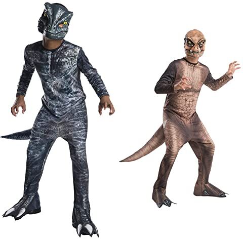 Rubie's Rubies Costume Velociraptor Classic per bambini, Tuta, copristivali, coda e maschera & Costume T-Rex,Classic, Jurassic World, Produtto ufficiale, M, 5-6 anni (610804-M)