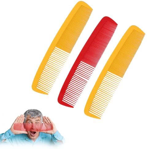 CLOUDEMO 3PCS Giant Big Comb 16.5x4.7" Halloween Funny Giant Man Big Comb Handmade Natural Comb Wide Tooth, Party Carnival for Halloween Big Comb Costume Supplies