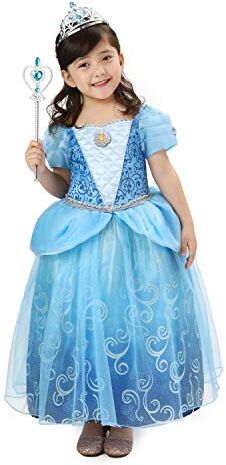 Sincere Party Ragazze Deluxe Cenerentola Principessa Fancy Dress con Tiara e Bacchetta per Ragazze Halloween, Carnevale, Festa di Compleanno Dress Up 5-6 anni