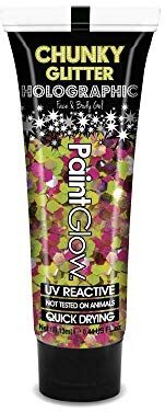 Creative Gel olografico UV reattivo grosso glitter viso & corpo, 13 ml Festivals 80's Rave (RAINBOW RAVE)