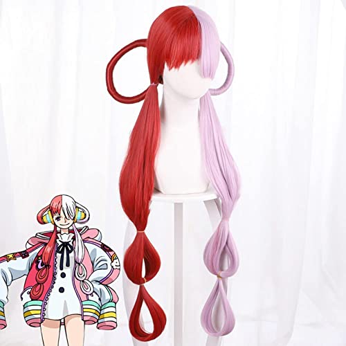 CHALKSEA Anime One Piece Film Uta Parrucca Metà Rosso E Viola Copricapo Shanks Figlia Parrucche Di Un Pezzo Donna Ragazza Anime Costume Oggetti Di Scena, Buono Per La Festa Di Halloween