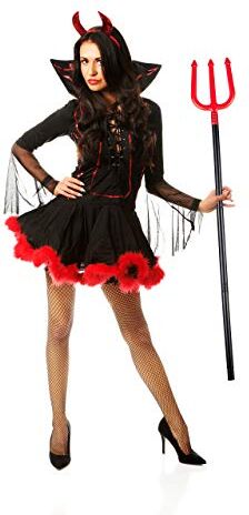 Relaxdays Forcone da Diavolo, a Incastro, per Halloween & Carnevale, Adulti & Bambini, Tridente, L: 113 cm, Nero/Rosso