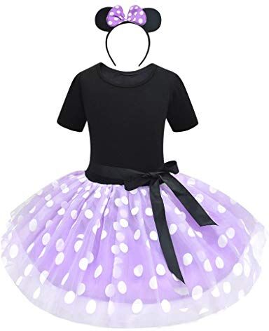 Lito Angels Vestito Costume da Minnie per Bambina, con Orecchie Topo Cerchio per Capelli, Taglia 6-12 Mesi, Viola 261