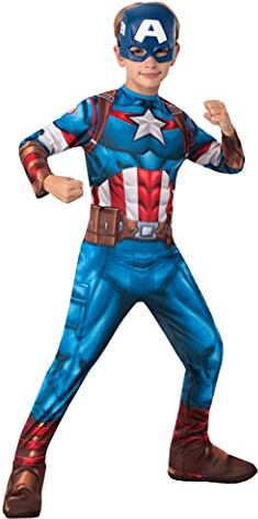 Rubie's Costume classico ufficiale di Captain America da bambino, taglia S da 3 a 4 anni, blu, I-