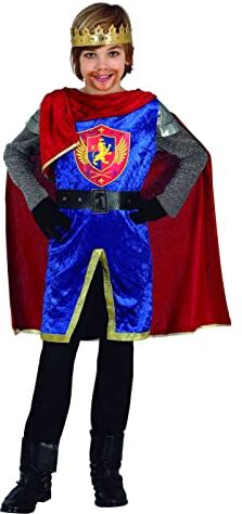 Fiestas GUiRCA Costume da Re Medievale Bambino Completo Infantile da Guerriero Rosso e Blu con Mantello per Bambini di 5-6 Anni